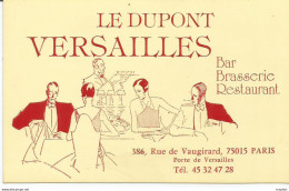 JZ / Carte ANCIENNE De Visite VERSAILLES Le DUPONT Bar Restaurant BRASSERIE - Tarjetas De Visita