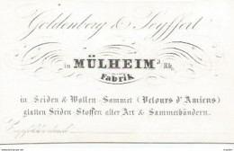 JY 1 / Rare CARTE DE VISTE Ancienne GOLDENBERG Et LEYFFERT MULHEIM Fabrik AMIENS VELOURS - Visiting Cards