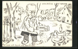 Künstler-AK Sign. A. Rouilly: Waldeck Se Retire, Karikatur  - Autres & Non Classés