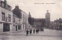 Château Du Loir (72 Sarthe) Place De L'Eglise - édit. Vignault Circulée 1916 - Chateau Du Loir