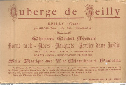 AS / Ancienne CARTE De Visite PUB Publicitaire CDV AUBERGE DE REILLY REILLY ( Oise ) HOTEL RESTAURANT - Visiting Cards