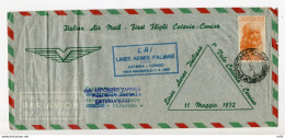 L.A.I. Catania/Comiso Del 11.5.52 - Aerogramma Con Cachet Del Volo - Correo Aéreo