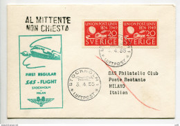 SAS Stoccolma/Milano Del 3.4.55 - Primo Volo - Airmail