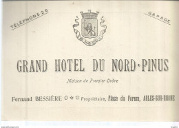 AS / Ancienne CARTE De VISITE Publicitaire PUB CDV GRAND HOTEL Du NORD PINUS ARLES-SUR-RHONE ARLES - Visitekaartjes