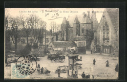 CPA Argentan, La Place Du Marche, L`Hotel Des Postes, Le Vieux Chateau  - Argentan