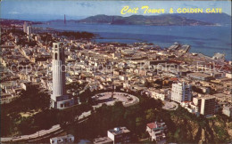 72228578 San_Francisco_California Coit Tower And Golden Gate Bridge Aerial View - Sonstige & Ohne Zuordnung