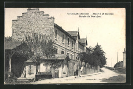 CPA Odenas, Mairie Et Ecoles, Route De Beaujeu  - Beaujeu