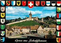 12761824 Schaffhausen SH Mit Munot Festung Nationalflaggen Schaffhausen - Autres & Non Classés