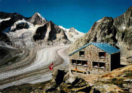 12755280 Oberaletschhuette Cabane Berghuette Mit Nesthorn Breithorn Lonzahoerner - Andere & Zonder Classificatie