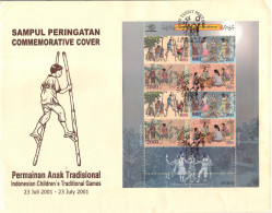 Indonesia 2001, Indonesian Children's Traditional Games, FDC - Indonesien