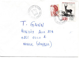 77812 - Frankreich - 1988 - 4,00F Hirsch MiF A Bf CAUDEBEC -> Norwegen - Cartas & Documentos