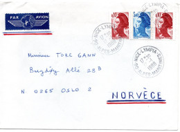 77813 - Frankreich - 1988 - 3,40F Liberté MiF A LpBf NICE -> Norwegen - 1982-1990 Liberty Of Gandon