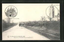 CPA Cherré, Circuit De La Sarthe 1906, Route De La Ferté-Bernard, Porte De Ville, Tour De Cherré  - Autres & Non Classés