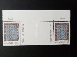 ALAND MI-NR. 41 POSTFRISCH(MINT) ZWISCHENSTEGPAAR(1) GEKNÜPFTE TAGES-BETTDECKE 1990 - Aland