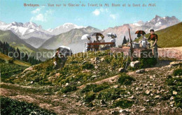 12732880 Bretaye Vue Sur Le Glacier Du Trient Le Mt Blanc Et La Dent Du Midi Bre - Altri & Non Classificati