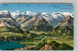 12732862 Glarner Vorab Panoramakarte Bergkette Walensee Glarner Vorab - Altri & Non Classificati