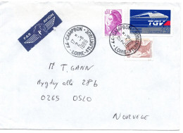 77823 - Frankreich - 1989 - 2,50F TGV Atlantique MiF A LpBf CAMPBON -> Norwegen - Cartas & Documentos