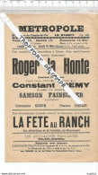 Bb // Vintage // Old French Movie Program / Affichette Programme Cinéma METROPOLE Le Raincy //Roger La Honte - Programmes