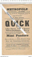 Bb // Vintage // Old French Movie Program / Affichette Programme Cinéma QUICK // Mimi Pandore Films Parlant - Programs