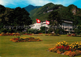 12731418 Bad Ragaz Hotel Quellenhof Park Schweizer Flagge Bad Ragaz - Andere & Zonder Classificatie