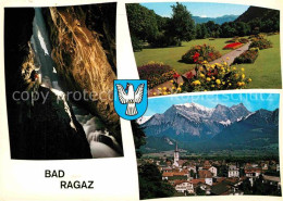 12719882 Bad Ragaz Gesamtansicht Mit Alpenpanorama Wasserfall Parkanlagen Bad Ra - Other & Unclassified