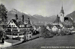 12719844 Schwyz Ital Von Reding Haus Mit Blick Gegen Brunnen Kirche Alpen Schwyz - Altri & Non Classificati