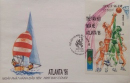FDC Vietnam Viet Nam With Imperf Souvenir Sheet 1995 : Summer Olympic Games / Basketball (Ms704B) - Vietnam
