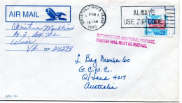 77837 - USA - 1990 - 25¢ Flagge A LpBf BRISTOL, TN/VA -> Australien, Zurueck Zwecks Auffrankatur - Lettres & Documents