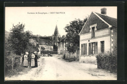CPA Saint-Sauveur, Une Rue Avec Vue Sur L`Eglise  - Sonstige & Ohne Zuordnung
