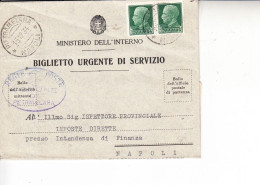 ITALIA  1934 - Ministero Dell'Interno - Boglietto Di Servizio - Marcofilie