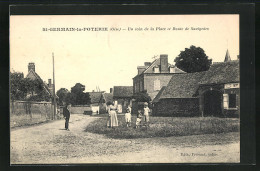 CPA St-Germain-la-Poterie, Un Coin De La Place Et Route De Sauvigniers  - Andere & Zonder Classificatie
