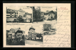 AK St. Blasien, Das Kurhaus Südfacade, Dépendance Luisenruhe, Der Klosterhof  - St. Blasien