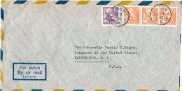 L77844 - Schweden - 1946 - 3@25o Gustav Adolf MiF A LpBf LIDINGO -> Washtington, DC (USA) - Briefe U. Dokumente