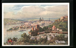 AK Passau, Panorama Mit Ilz Und Donau, Deutscher Schulverein  - Weltkrieg 1914-18