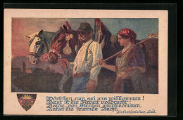 AK Deutscher Schulverein Nr. 1073: Bauernpaar Nach Getaner Arbeit  - War 1914-18