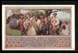 AK Deutscher Schulverein Nr. 732: Fröhliche Wanderung Mit Musik  - Weltkrieg 1914-18