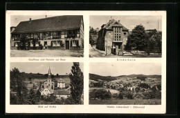 AK Nieder-Liebersbach / Odw., Gasthaus & Pension Zur Rose, Kinderheim, Kirche  - Sonstige & Ohne Zuordnung