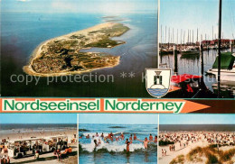 73781167 Norderney Nordseebad Nordseeinsel Luftbild Hafen Strand Touristenbahn N - Norderney