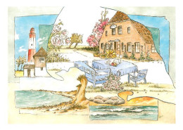 73780679 Landkirchen Fehmarn Restaurant Petersen Leuchtturm Strandpartie Illustr - Fehmarn