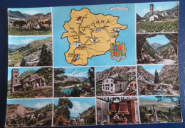 CPM CARTE POSTALE  CARTE GÉOGRAPHIQUE D ANDORRE  ET MULTI-VUES - Mapas