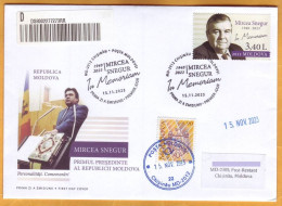 2023 Moldova FDC Personalities In Memory, Mircea Snegur (1940-2023), First President, Used - Moldawien (Moldau)