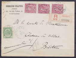 L. Recommandée Avocat Chapuis Affr. N°56+46x3 Càd VERVIERS /9 MAI 1894 Pour Château De Villers à BLISTAIN (au Dos: Càd V - 1884-1891 Léopold II