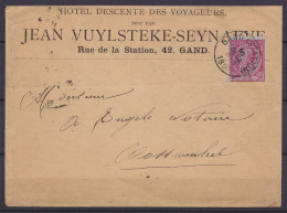 L. Hotel "Descente Des Voyageurs Vuylsteke-Seynaeve" Affr. N°46 Càd "GAND (STATION)/6 DEC 1890" Pour OOSTWINKEL (au Dos: - 1884-1891 Leopold II