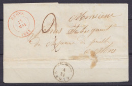 L. Càd HERVE /13 MAI 1847 Pour Fabriquant De Chapeaux De Paille à MONS - T18 GLONS /14/V (au Dos: Càd Arrivée MONS) - 1830-1849 (Unabhängiges Belgien)