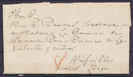 L. Datée 2 Septembre 1746 De HAGE ('s GRAVENHAGE) Pour NEUFVILLE Proche Liège (Neuville-en-Condroz) - Port "V" à La Crai - 1714-1794 (Pays-Bas Autrichiens)
