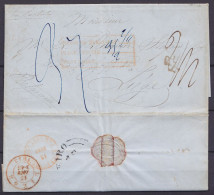 L. Datée 14 Juillet 1852 De RIO DE JANEIRO Pour LIEGE Acheminée Via Southampton - Marque De Débours Au Bureau D'échange  - 1830-1849 (Unabhängiges Belgien)