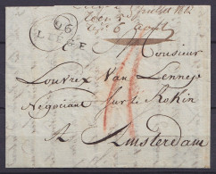 L. Datée 2 Juillet 1802 De LIEGE Pour Négociant à AMSTERDAM - Griffe "96 / LIEGE" - Port "II" à La Craie Rouge - 1794-1814 (French Period)