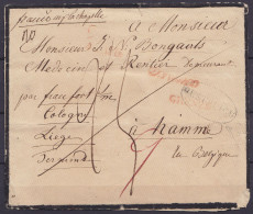 LSC (env. Sans Texte) De VIENNE Pour Médecin à HAMME - Man. "franco Aix-la-Chapelle" "par Francfort / Cologne / Liège /  - 1830-1849 (Independent Belgium)