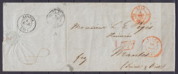 L. Datée 29 Mars 1849 Càd LIEGE /30 MARS 1849 Pour MANTES - [PP] Càd "BELG.3 / VALnes."  (au Dos: Càd Ambulant "ROUTE N° - 1830-1849 (Unabhängiges Belgien)