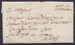L. Datée 25 Septembre 1763 De LIEGE Pour Comte D'Hemricourt En Son Château De FERON Par Huy Où Elle Est Prise En Charge  - 1714-1794 (Pays-Bas Autrichiens)